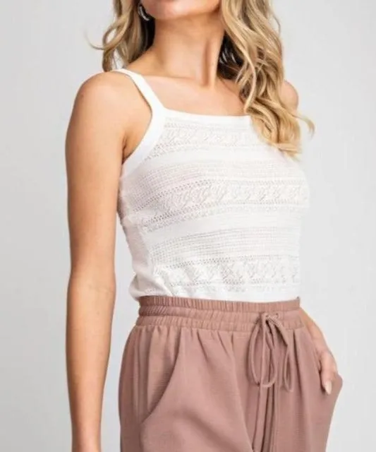 Reposed White Crochet Tank Top