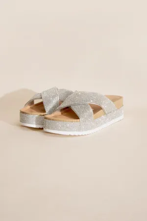 RHINESTONE PLATFORM SLIDES