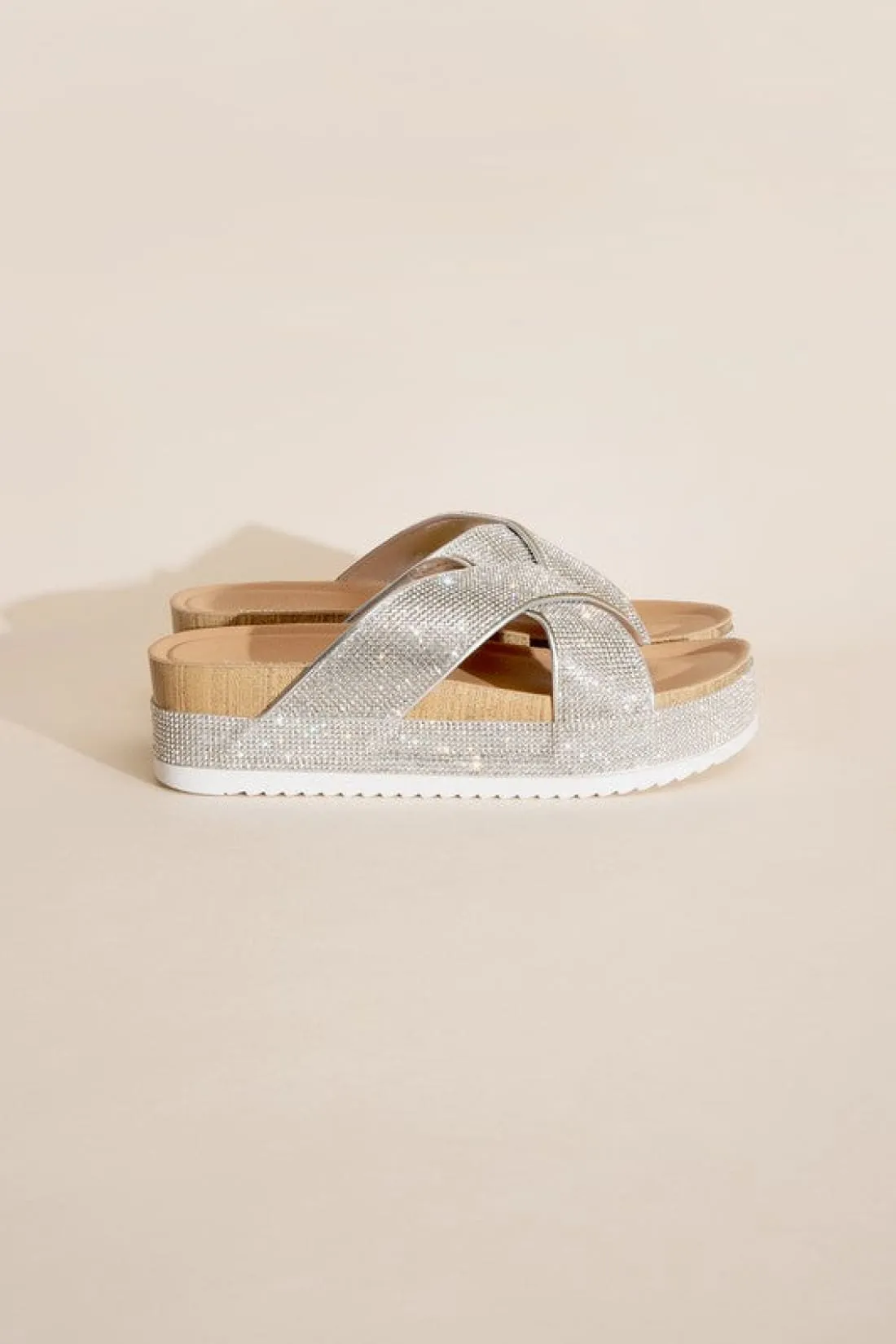 RHINESTONE PLATFORM SLIDES