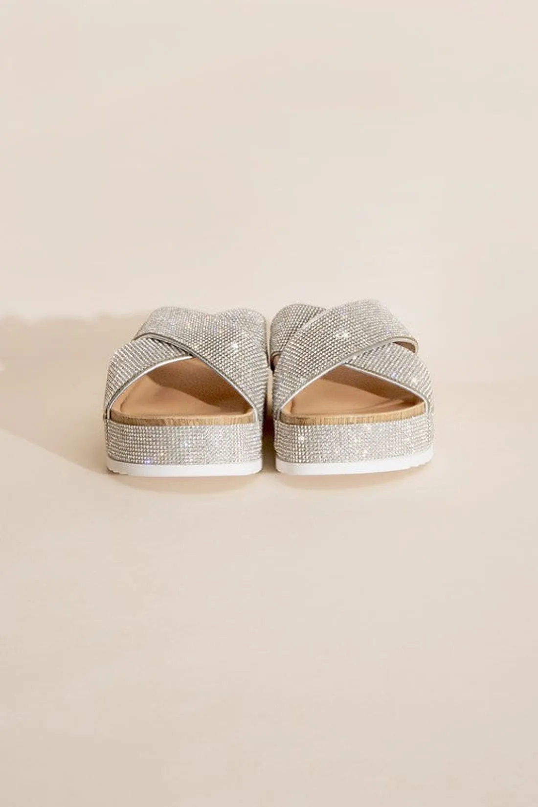 RHINESTONE PLATFORM SLIDES