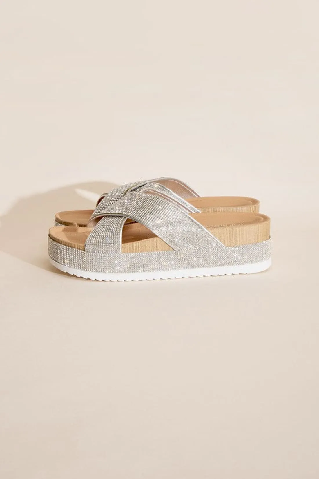 RHINESTONE PLATFORM SLIDES