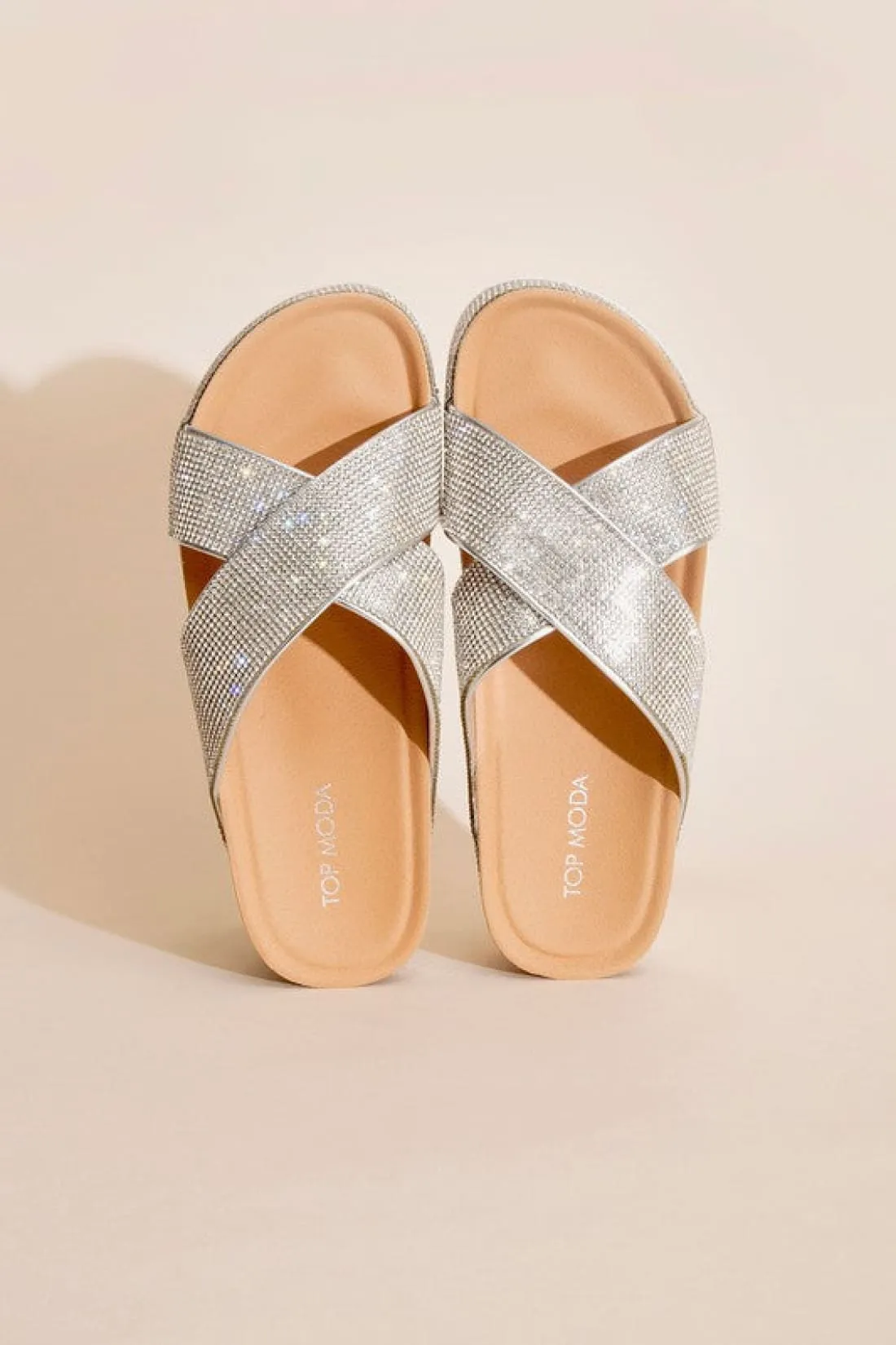 RHINESTONE PLATFORM SLIDES