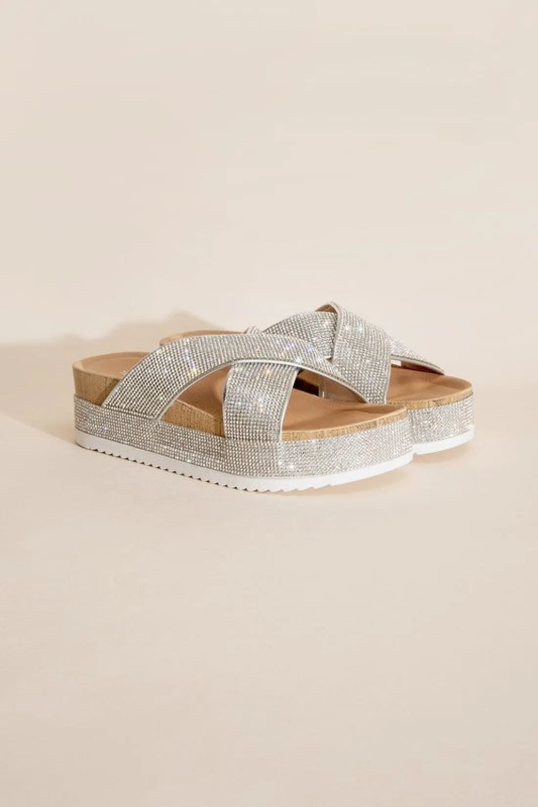 RHINESTONE PLATFORM SLIDES
