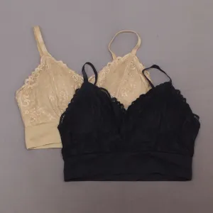 Rhonda Shear 2 Pack Lace Leisure Bras With Removable Pads Black/ Nude Large