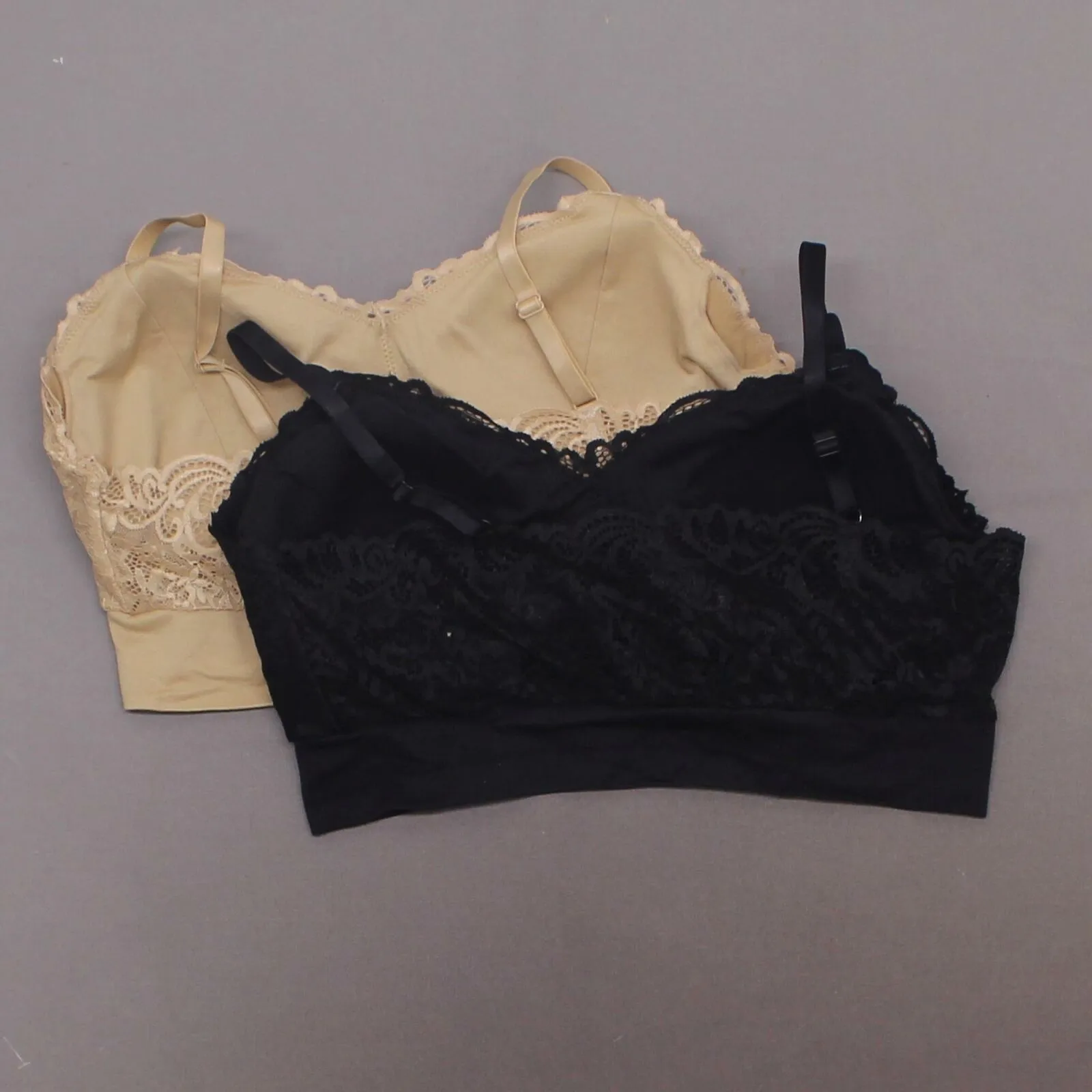 Rhonda Shear 2 Pack Lace Leisure Bras With Removable Pads Black/ Nude Plus 2X