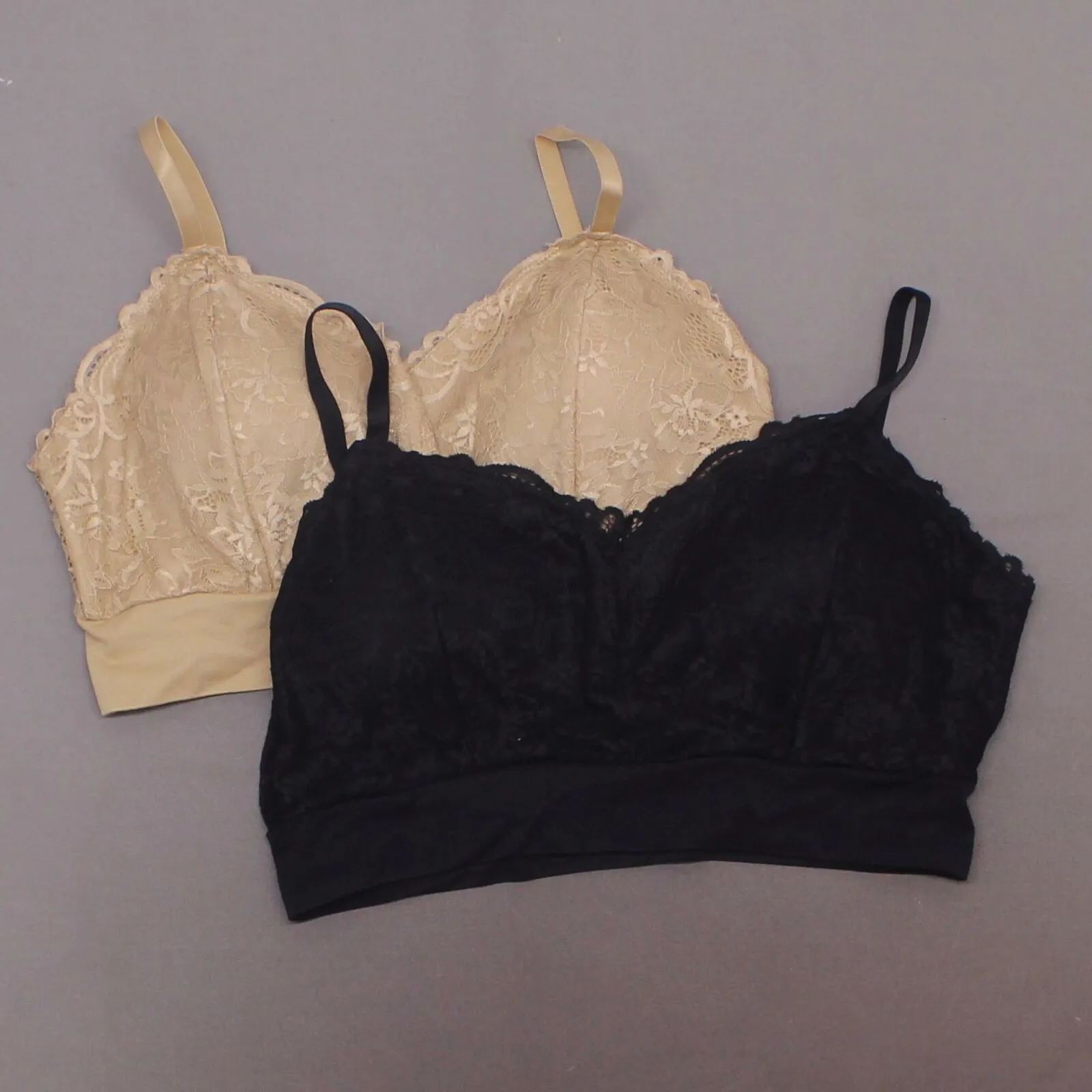 Rhonda Shear 2 Pack Lace Leisure Bras With Removable Pads Black/ Nude Plus 2X