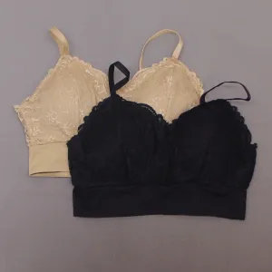 Rhonda Shear 2 Pack Lace Leisure Bras With Removable Pads Black/ Nude XL