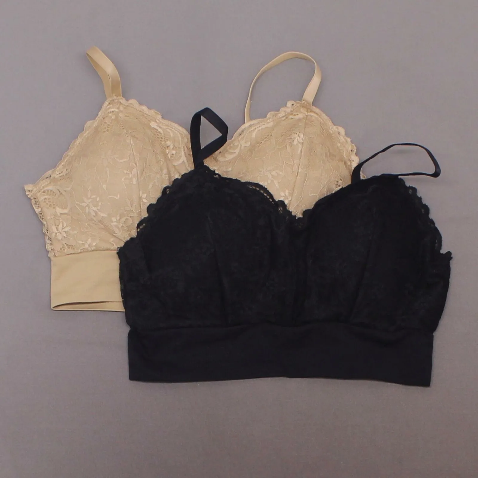 Rhonda Shear 2 Pack Lace Leisure Bras With Removable Pads Black/ Nude XL