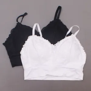 Rhonda Shear 2 Pack Lace Leisure Bras With Removable Pads Black/White Large