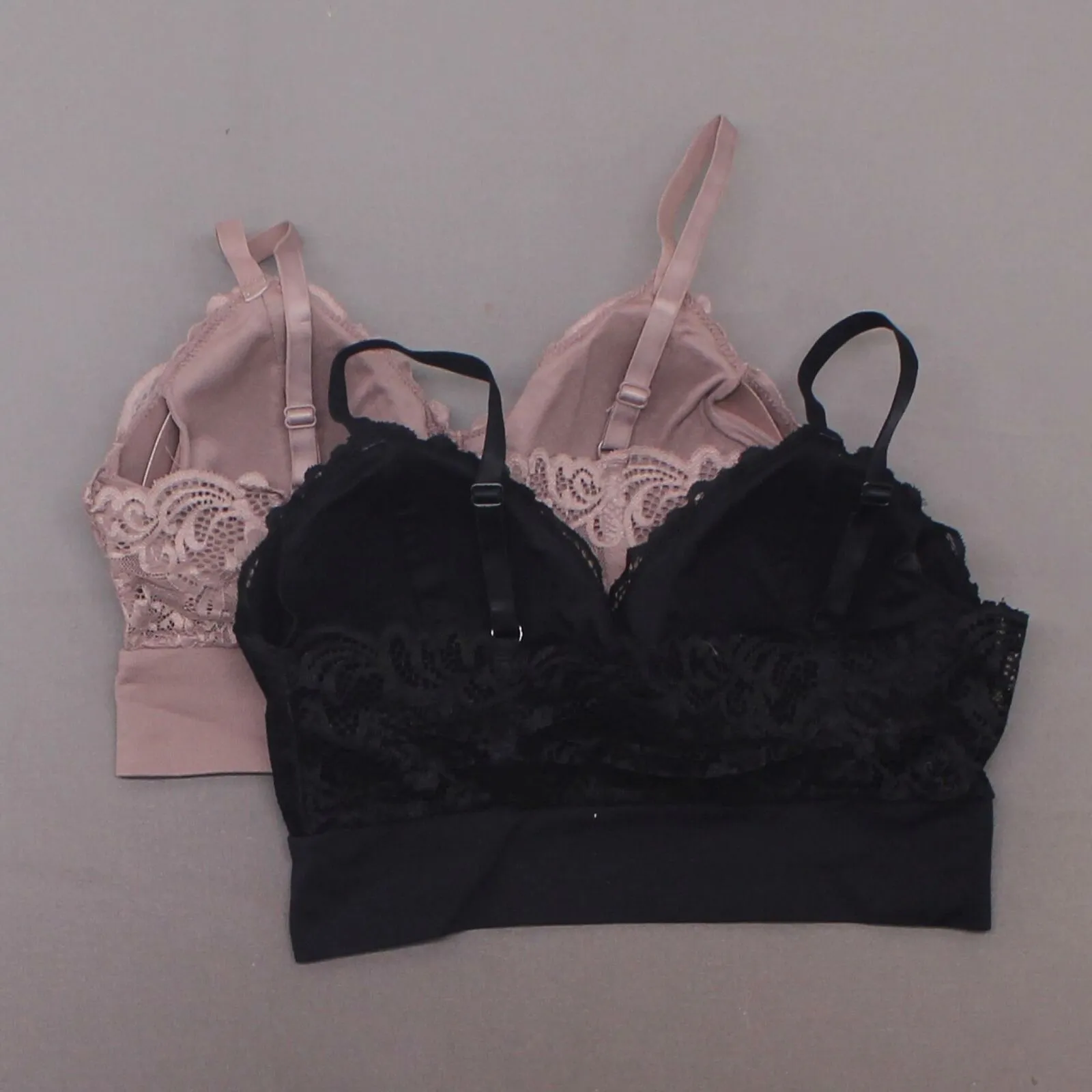 Rhonda Shear 2 Pack Lace Leisure Bras With Removable Pads Mocha/ Black Large