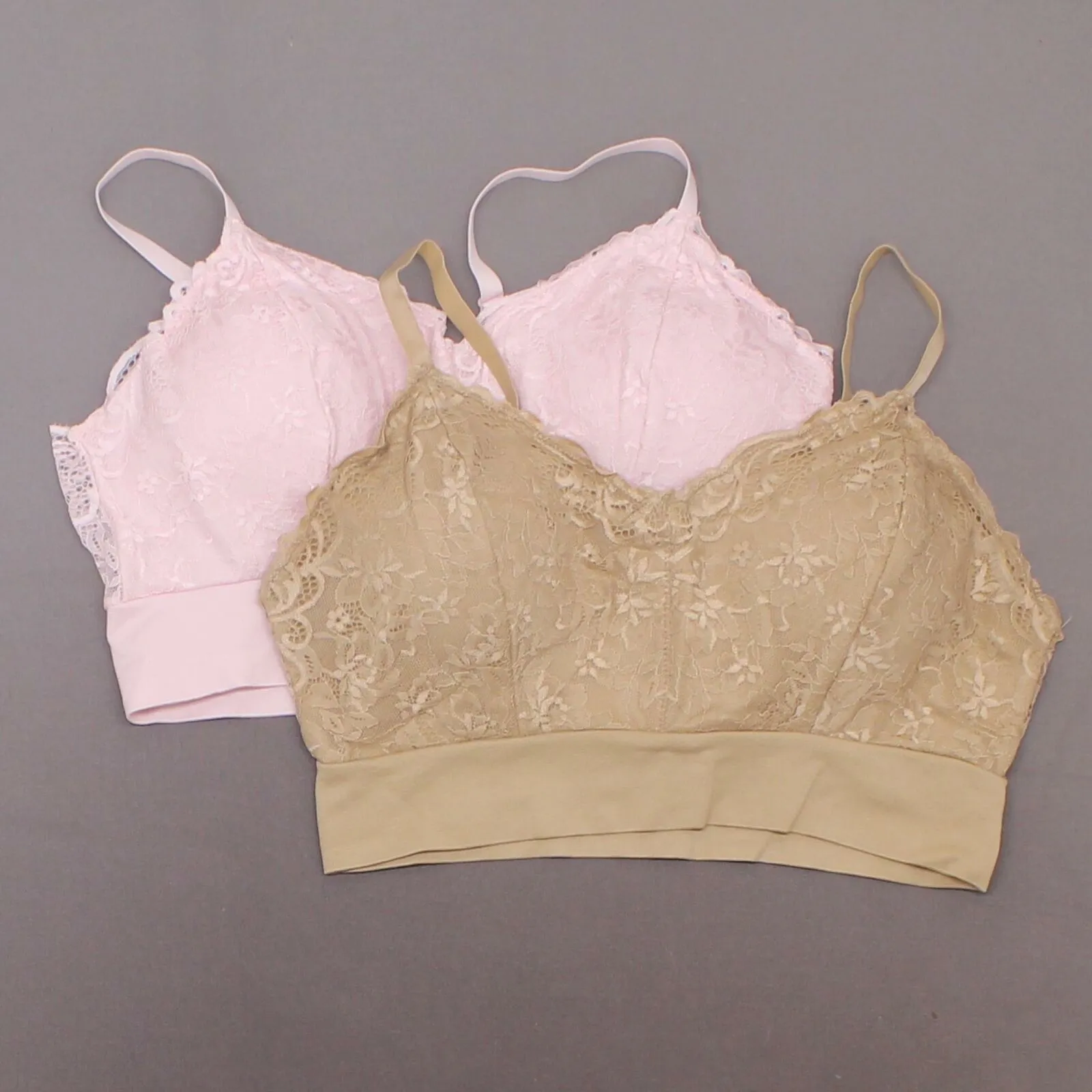 Rhonda Shear 2 Pack Lace Leisure Bras With Removable Pads Nude/ Pink Plus 1X