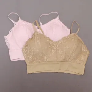 Rhonda Shear 2 Pack Lace Leisure Bras With Removable Pads Nude/ Pink Plus 1X