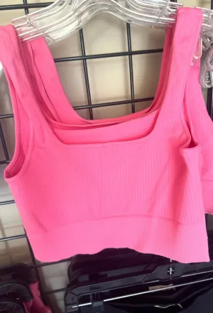 Ribbed Crop Top in Bubblegum Pink