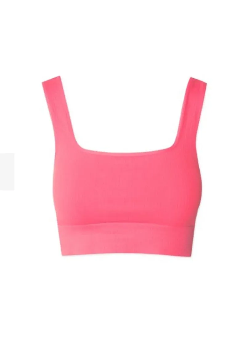 Ribbed Crop Top in Bubblegum Pink