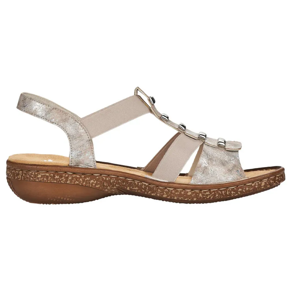 Rieker 62850-90 (Crystal) Rose Metallic Sandals
