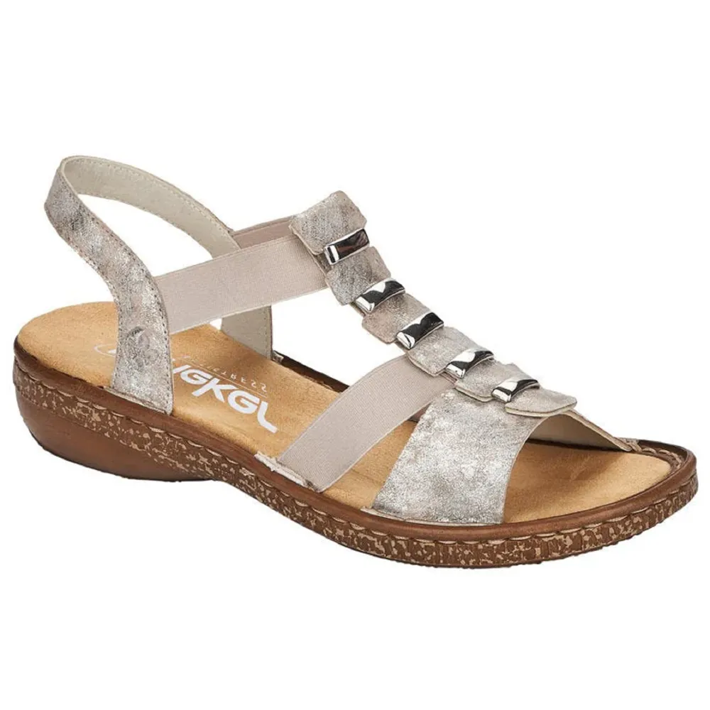 Rieker 62850-90 (Crystal) Rose Metallic Sandals