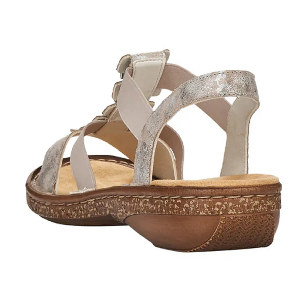 Rieker 62850-90 (Crystal) Rose Metallic Sandals