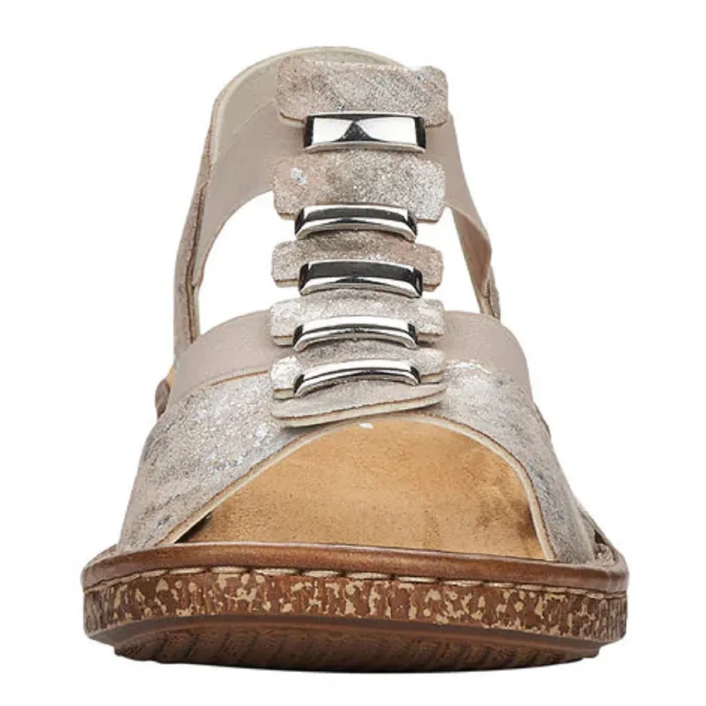 Rieker 62850-90 (Crystal) Rose Metallic Sandals