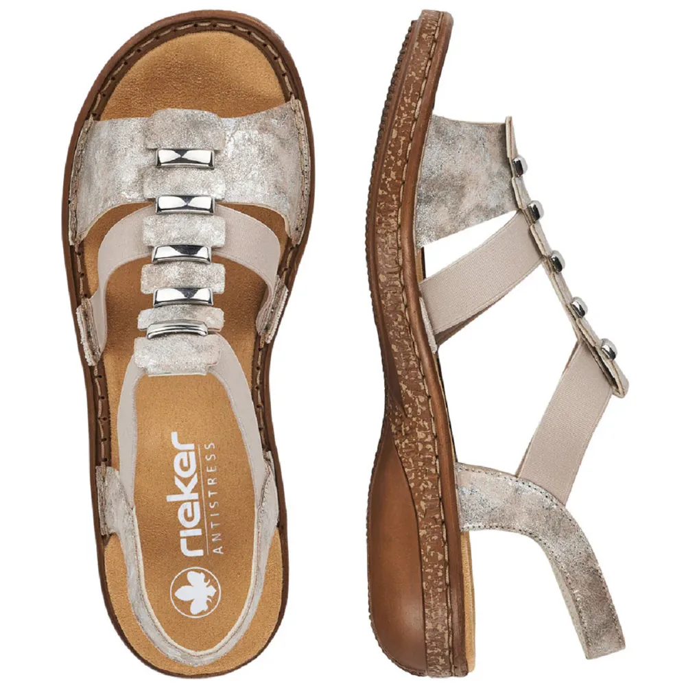 Rieker 62850-90 (Crystal) Rose Metallic Sandals
