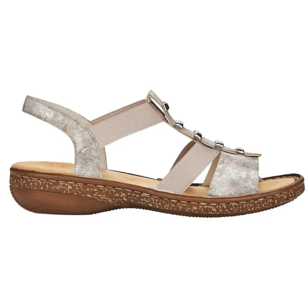 Rieker 62850-90 (Crystal) Rose Metallic Sandals