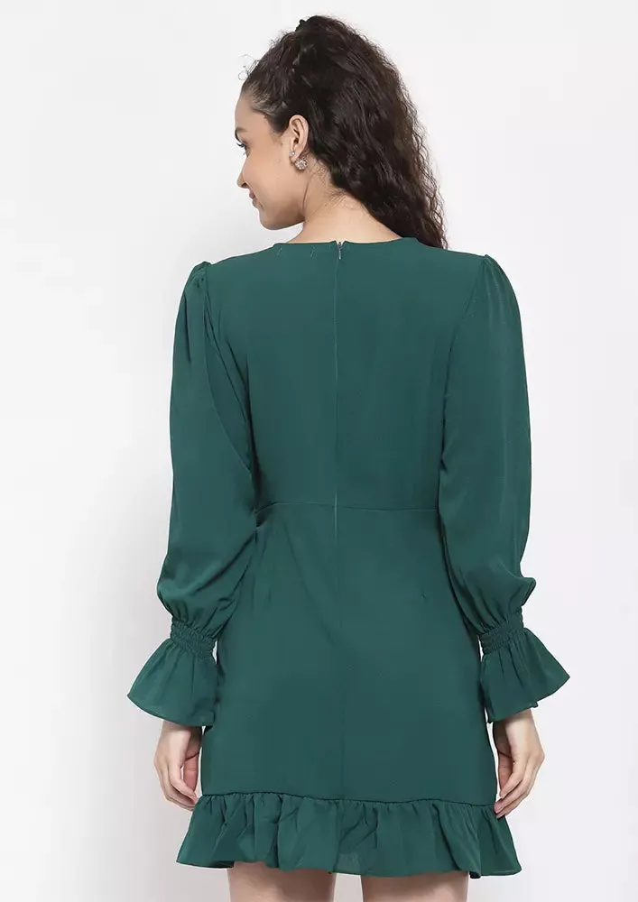 Ruffle Hem Wrap Dress