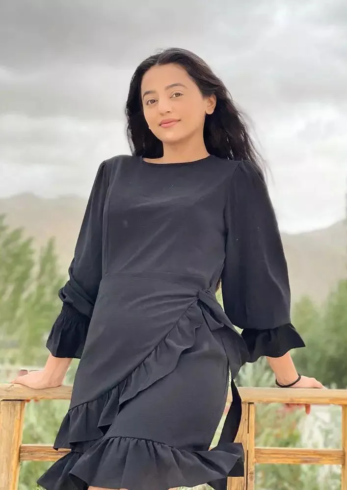 Ruffle Hem Wrap Dress