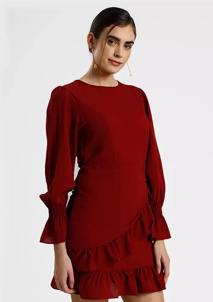 Ruffle Hem Wrap Dress