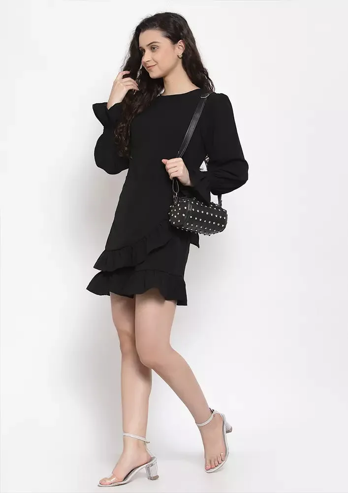 Ruffle Hem Wrap Dress