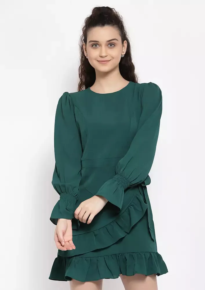 Ruffle Hem Wrap Dress