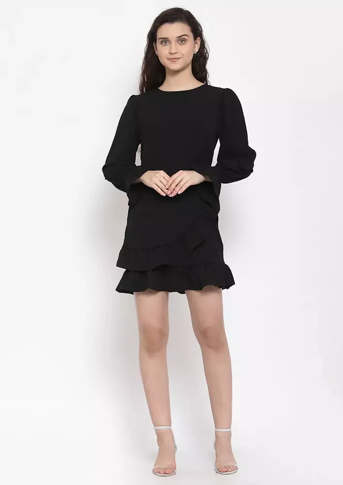 Ruffle Hem Wrap Dress