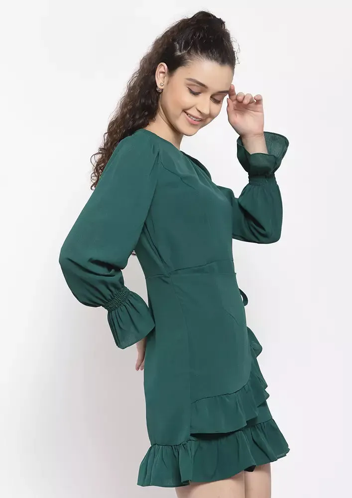 Ruffle Hem Wrap Dress