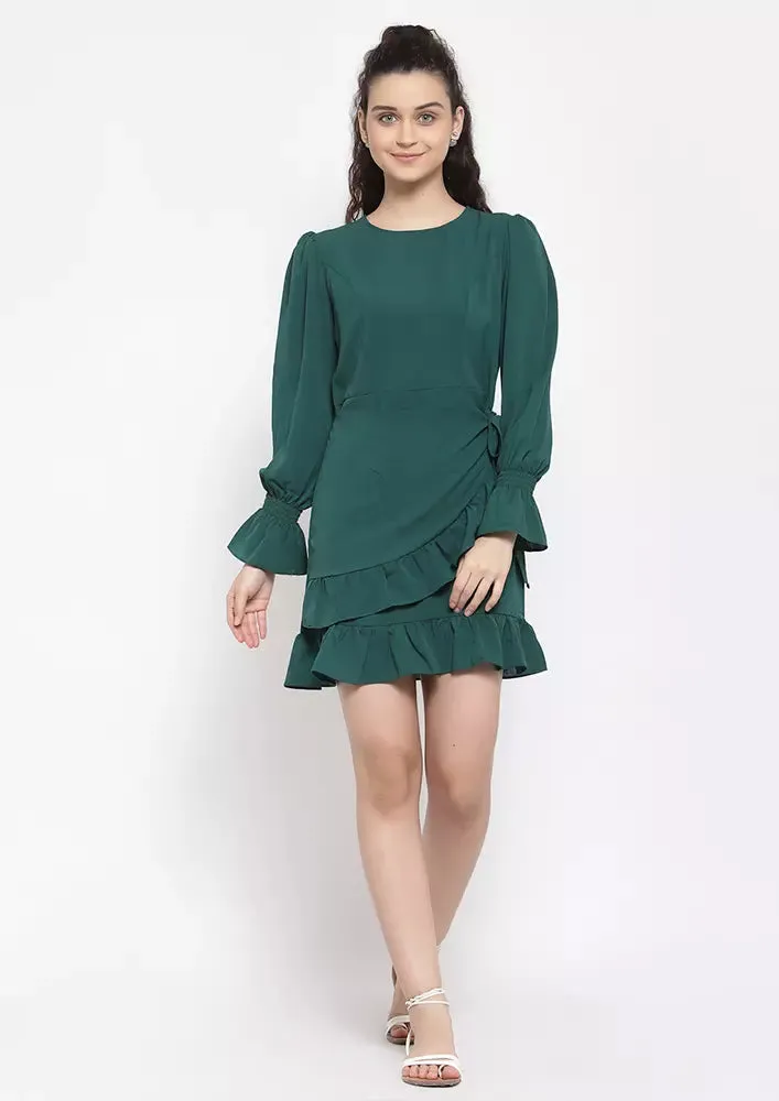 Ruffle Hem Wrap Dress