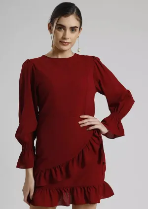 Ruffle Hem Wrap Dress