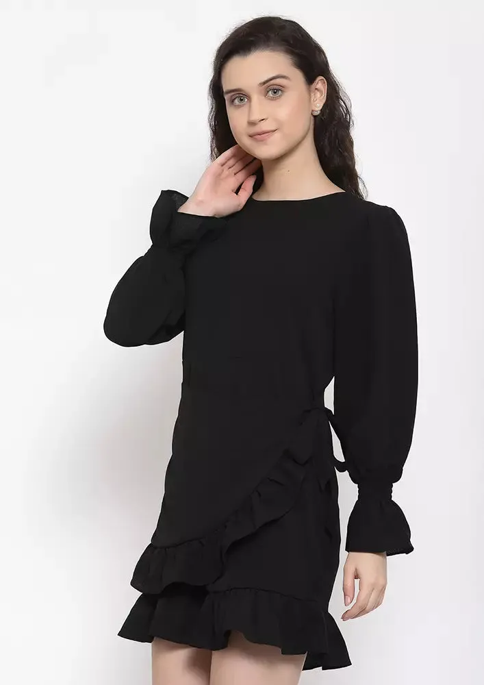 Ruffle Hem Wrap Dress