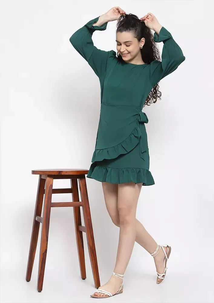 Ruffle Hem Wrap Dress