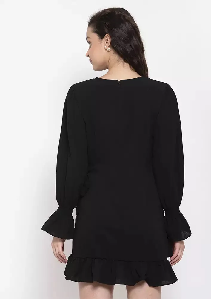 Ruffle Hem Wrap Dress