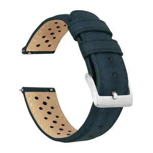 Samsung Galaxy Watch Active Racing Horween Leather Navy Blue Watch Band