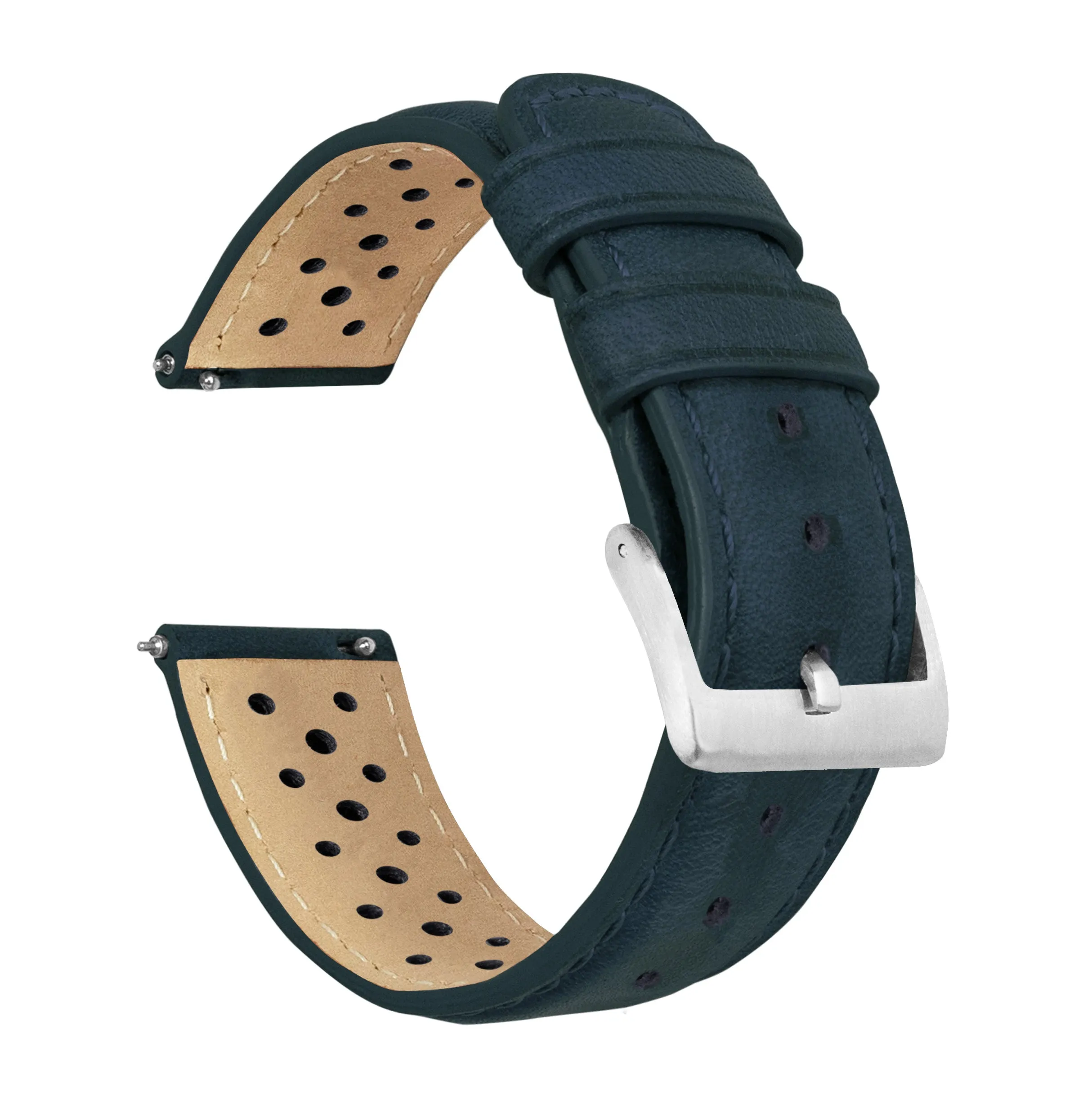 Samsung Galaxy Watch Active Racing Horween Leather Navy Blue Watch Band