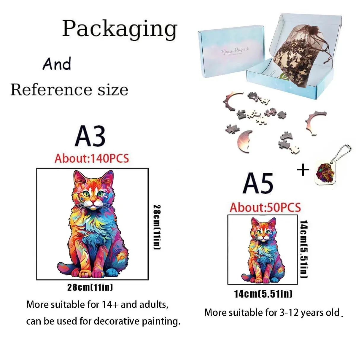 Set 2 Unique Wooden Animal Jigsaw Puzzle, Animal Shape, Wooden Jigsaw Puzzle, Mindfulness & Educational Animals Game for All Ages, Unique Sustainable, Wildlife Gift, Christmas gift Idea C164