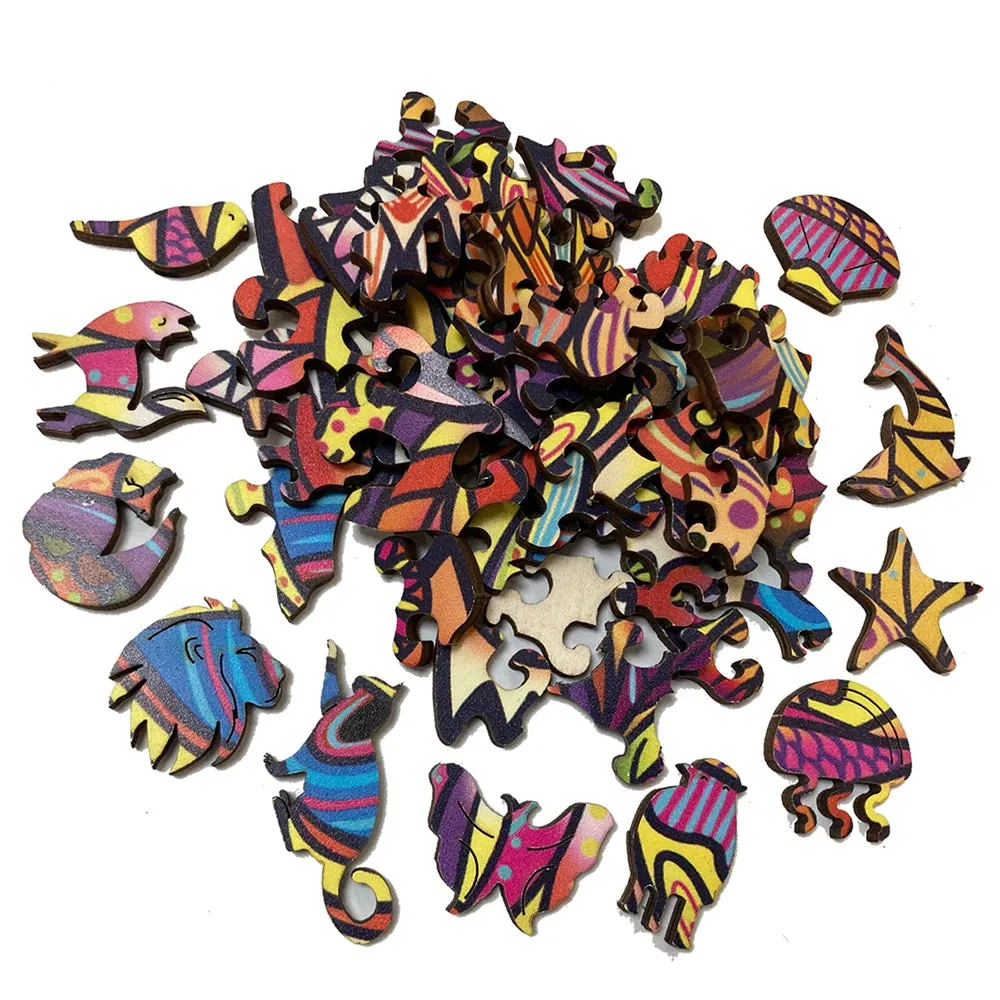 Set 2 Unique Wooden Animal Jigsaw Puzzle, Animal Shape, Wooden Jigsaw Puzzle, Mindfulness & Educational Animals Game for All Ages, Unique Sustainable, Wildlife Gift, Christmas gift Idea C167