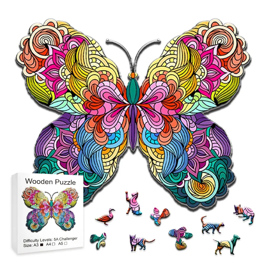 Set 2 Unique Wooden Animal Jigsaw Puzzle, Animal Shape, Wooden Jigsaw Puzzle, Mindfulness & Educational Animals Game for All Ages, Unique Sustainable, Wildlife Gift, Christmas gift Idea C167