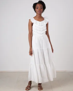 shannon scallop dress - white