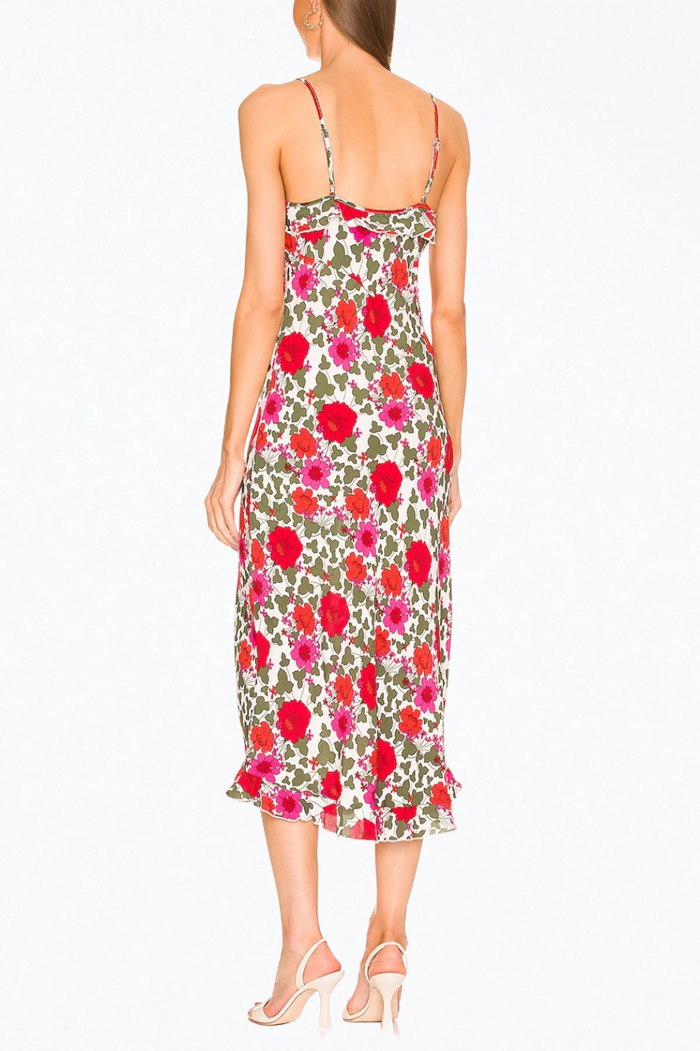 SHELLEY RAMBLING FLORAL-PRINT CREPE MIDI DRESS
