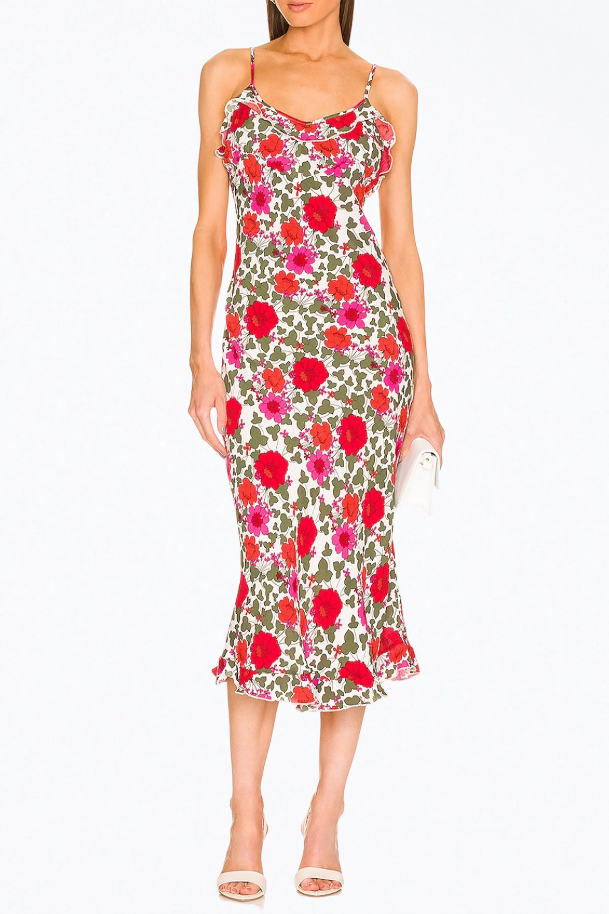SHELLEY RAMBLING FLORAL-PRINT CREPE MIDI DRESS