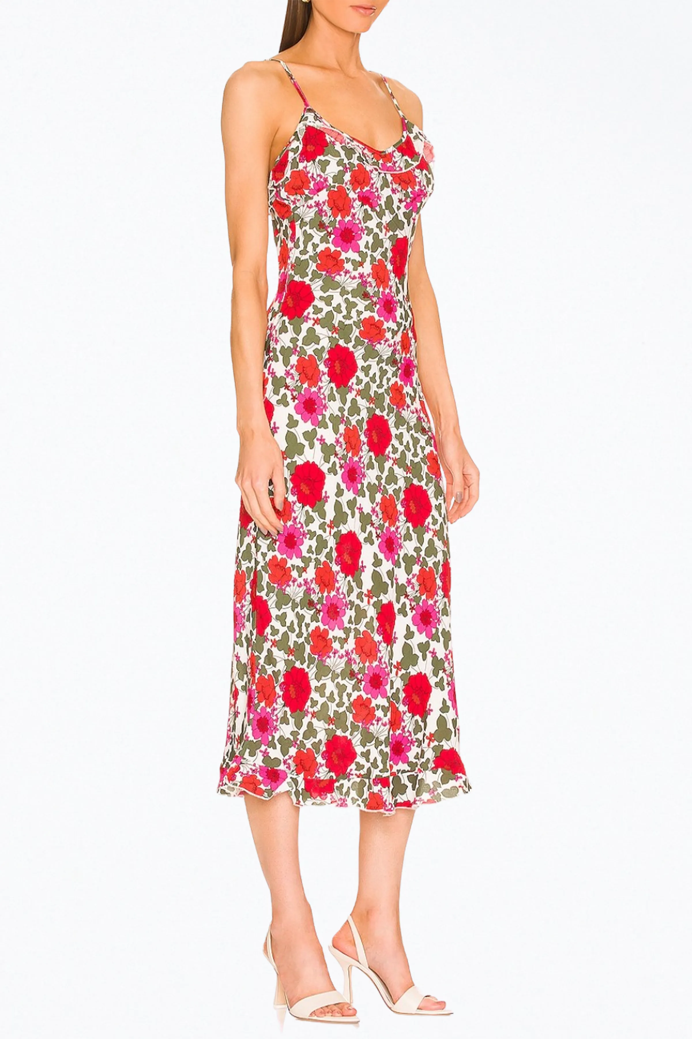 SHELLEY RAMBLING FLORAL-PRINT CREPE MIDI DRESS