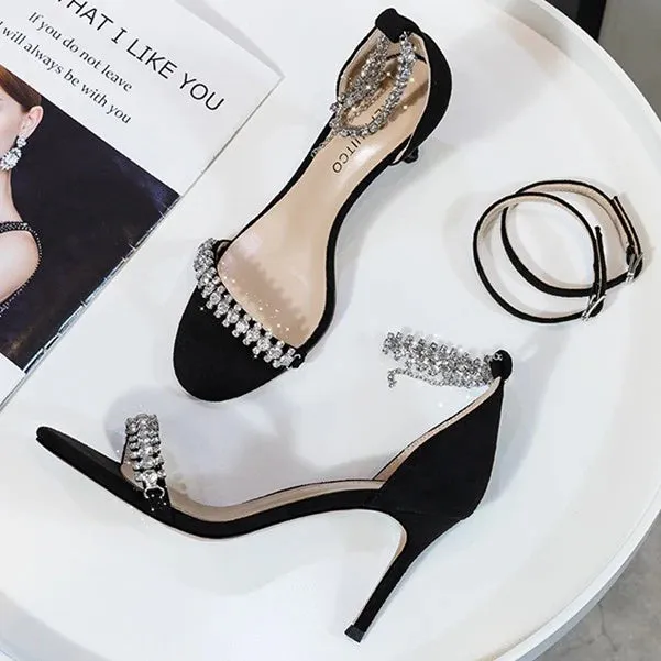 Small Size Black Sandals US3 with 8cm For Sale