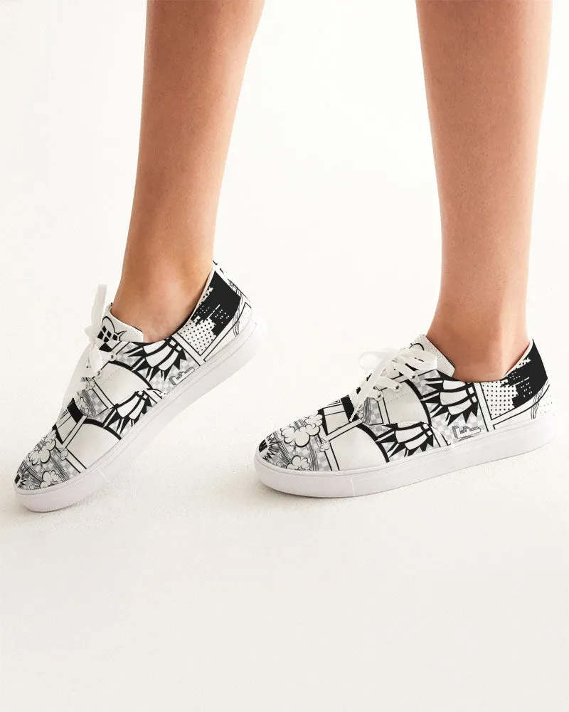 SMF Retro Comic Feminine Lace Up Canvas Shoe