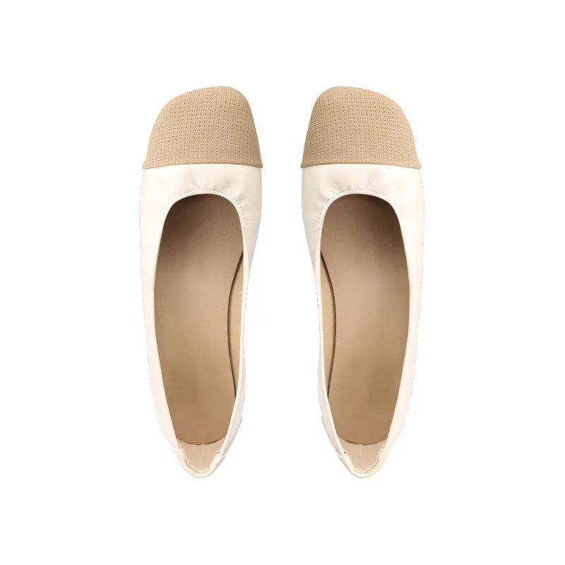 Square Toe Soft Sole Thick Heel Women's Shoes Color Matching Shallow Mouth Flat Shoes