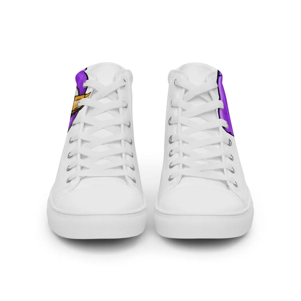 STFU Electric Purple Logo Women’s High Top Canvas Shoes - White