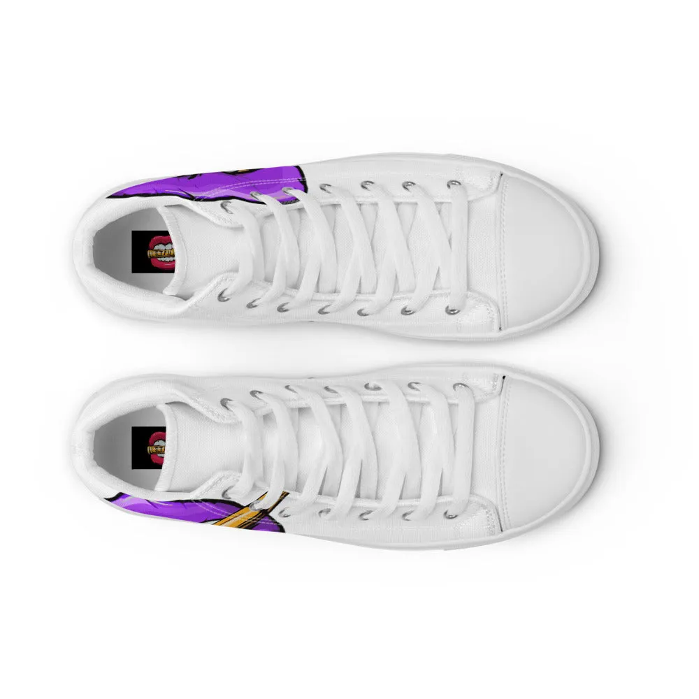 STFU Electric Purple Logo Women’s High Top Canvas Shoes - White